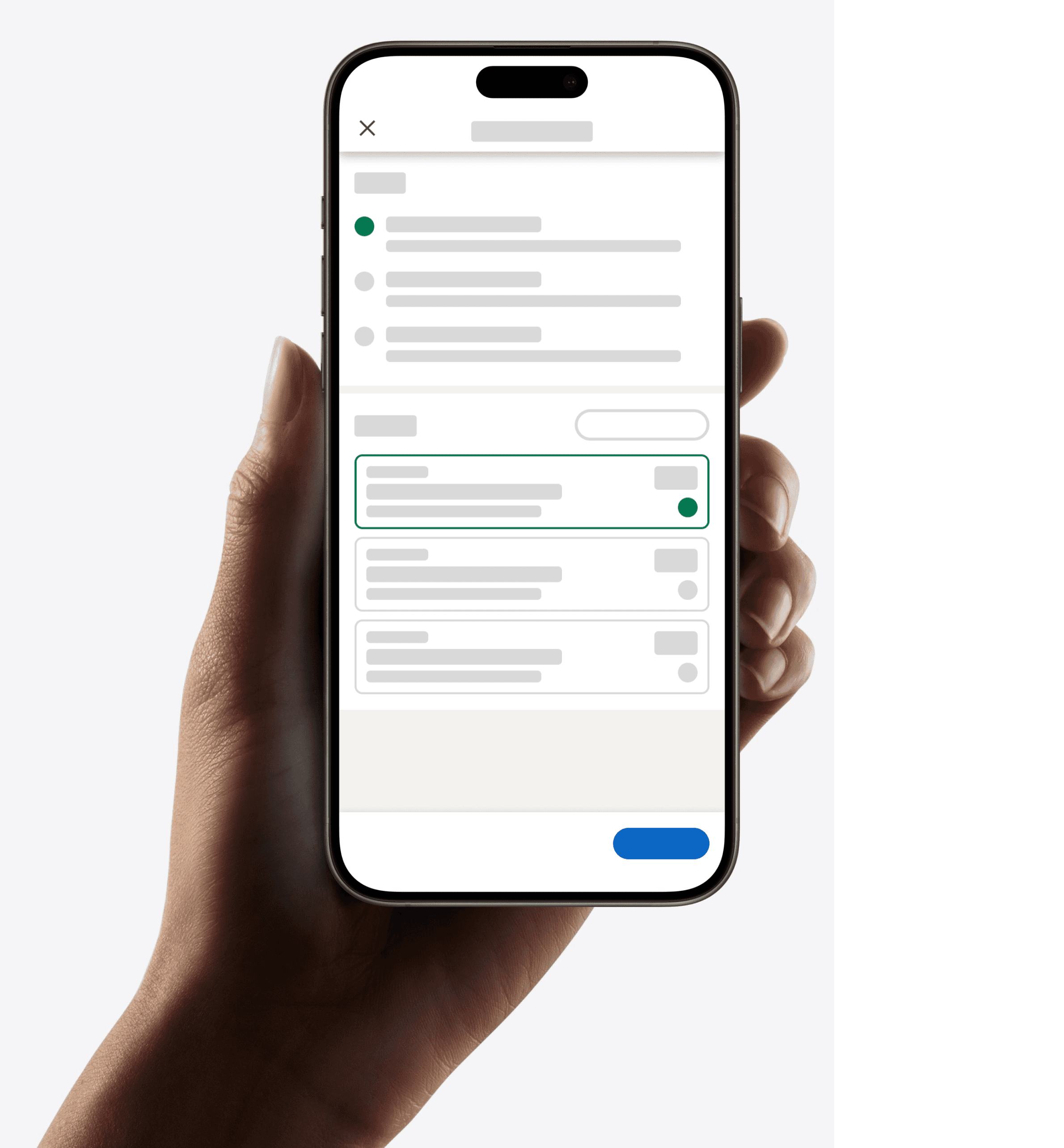 LinkedIn Boost device mockup — hand holding an iPhone, from the original portfolio