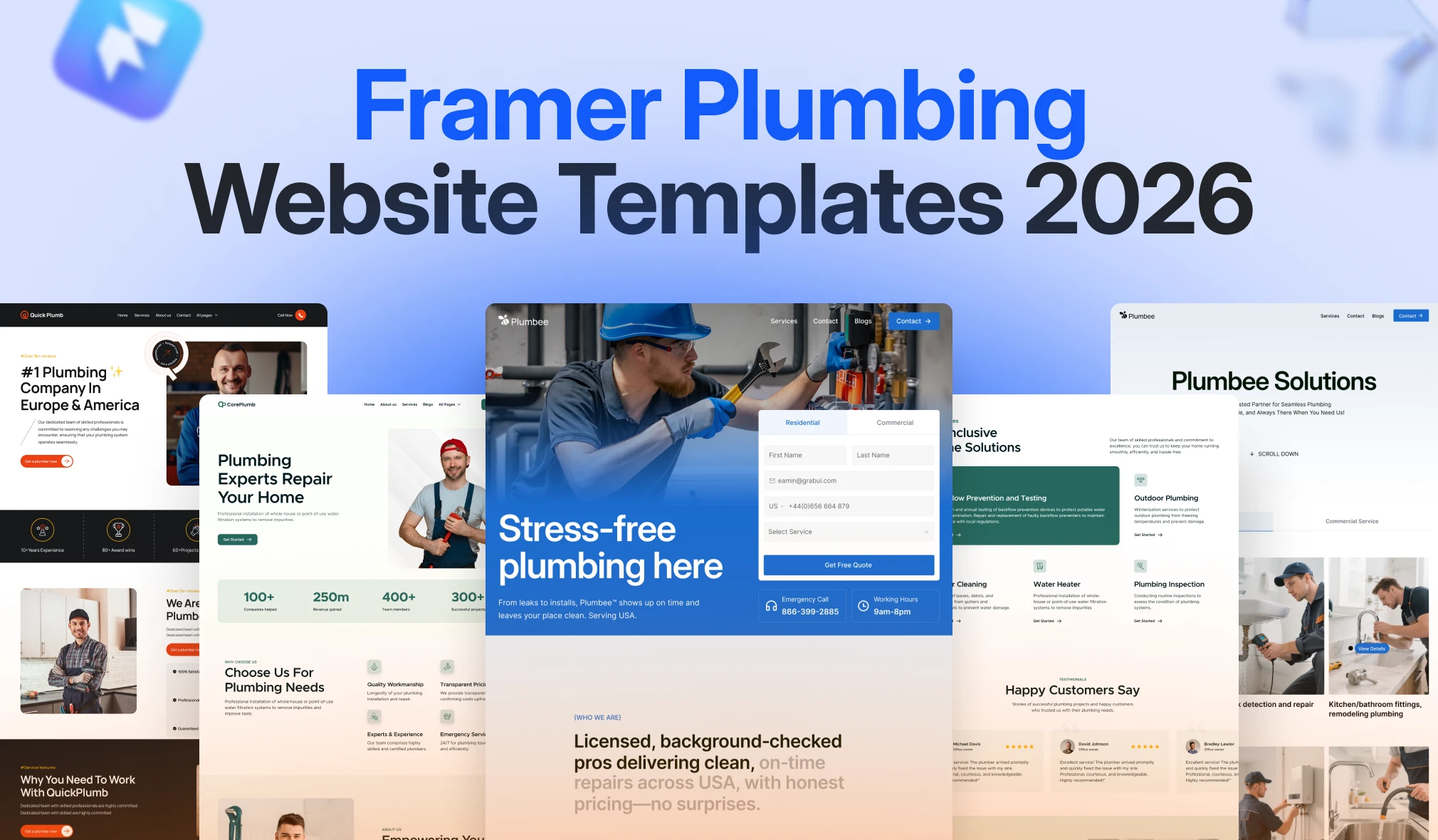 5 Best Framer Plumbing Website Templates 2026
