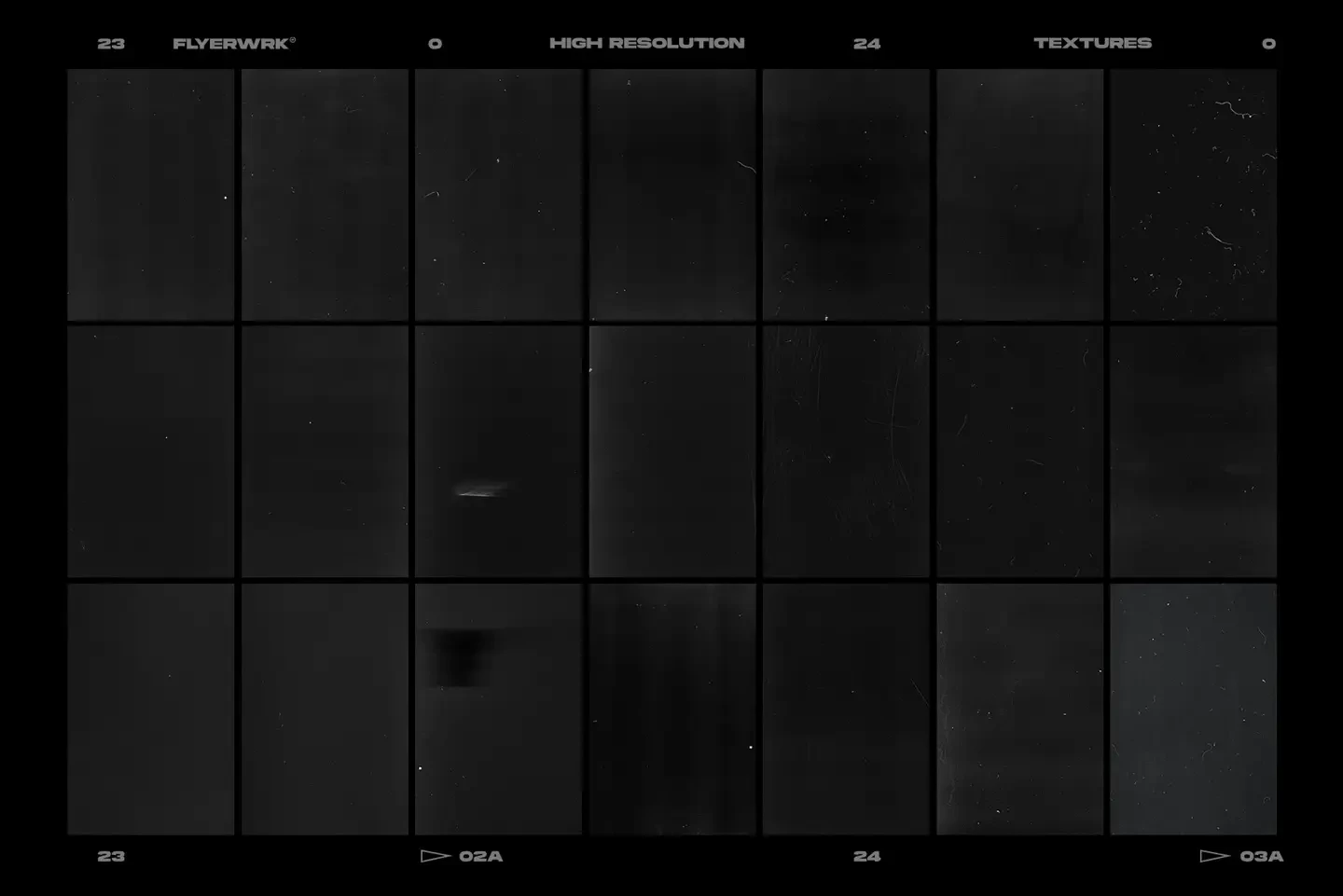 Collection preview of film dust textures showing authentic grain and scratch variations