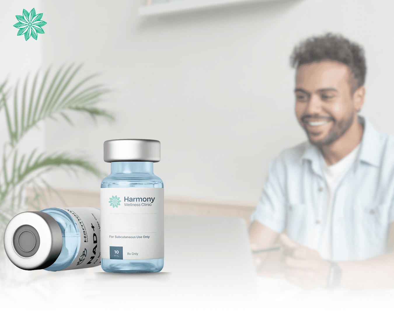 Patient on a telehealth video call with a licensed provider reviewing safe online peptide therapy options.