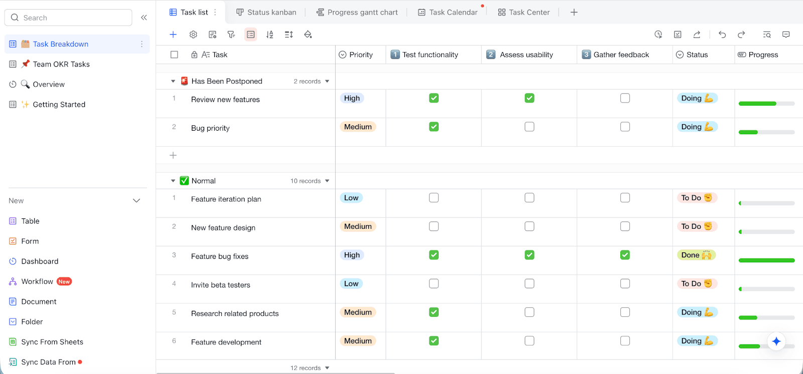 Lark Task management template