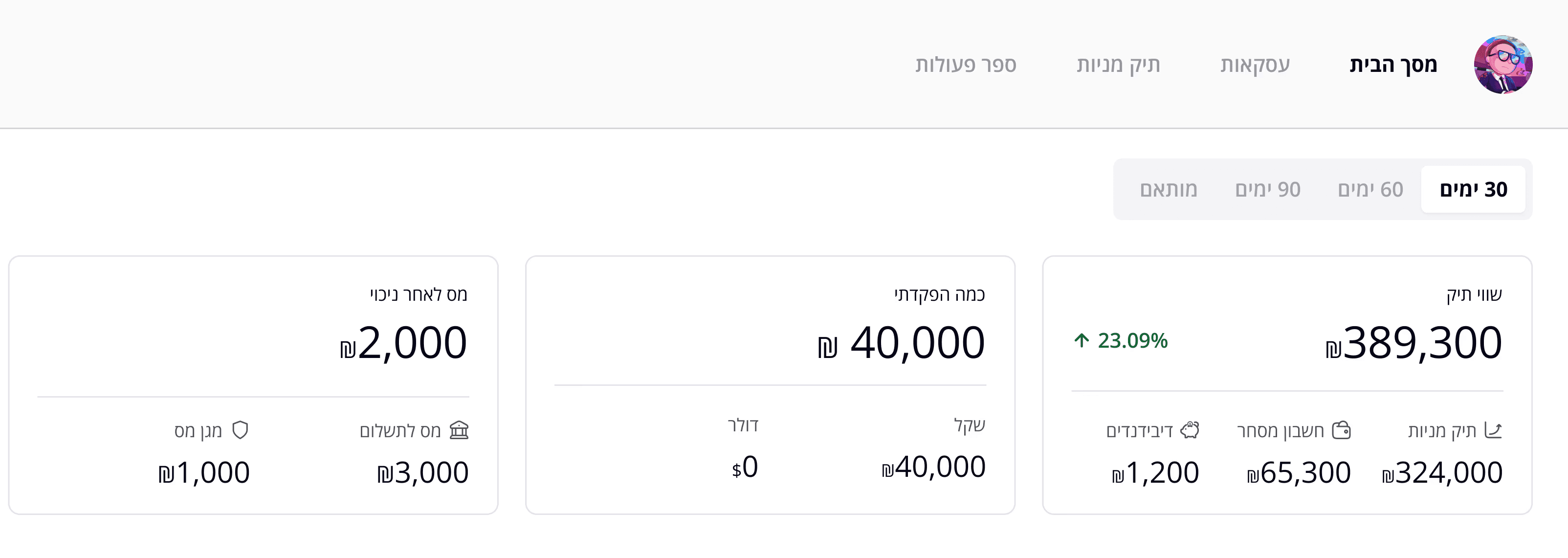 מסך הבית של המערכת 