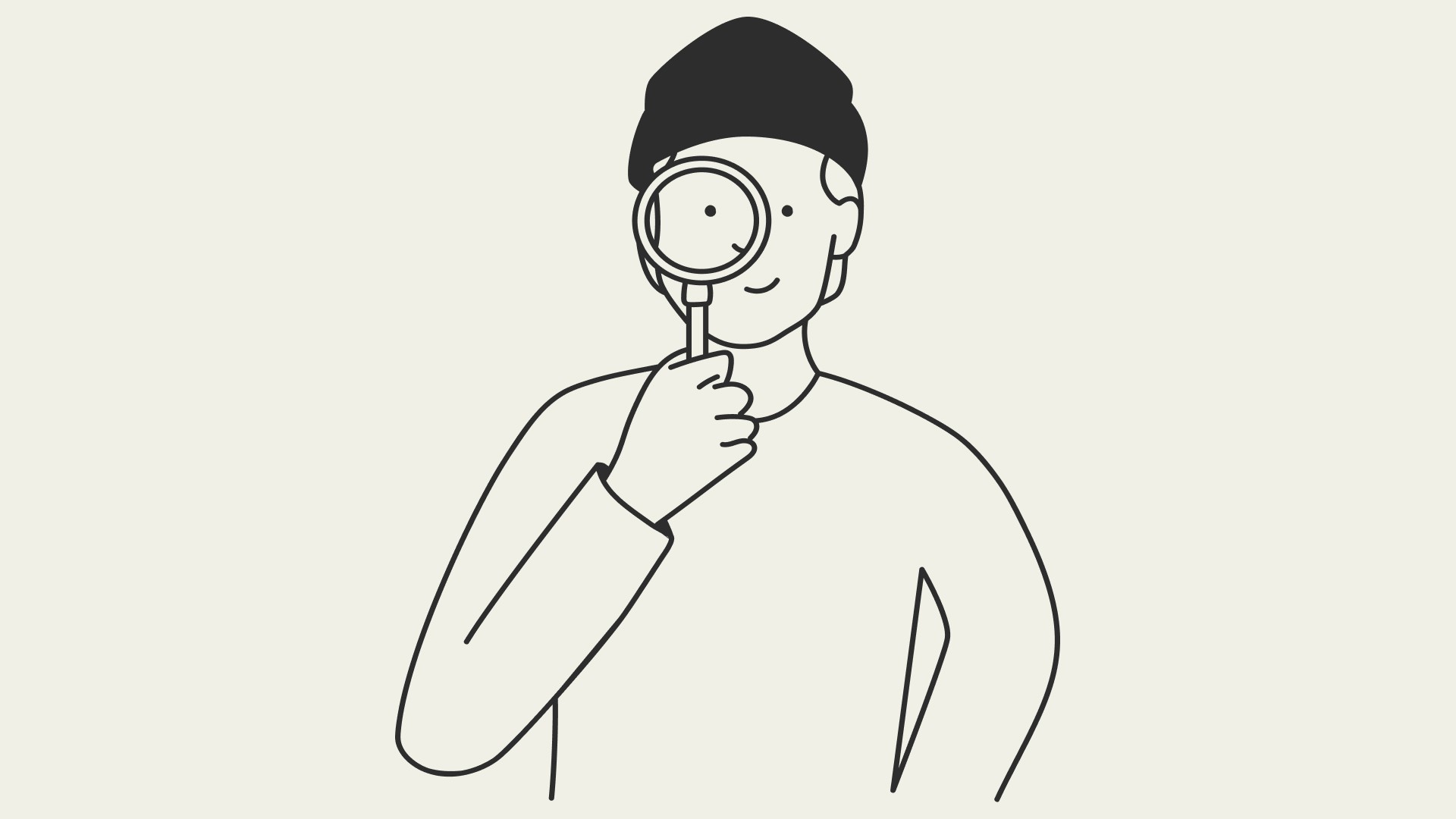 Illustration of a man looking through magnifying glass