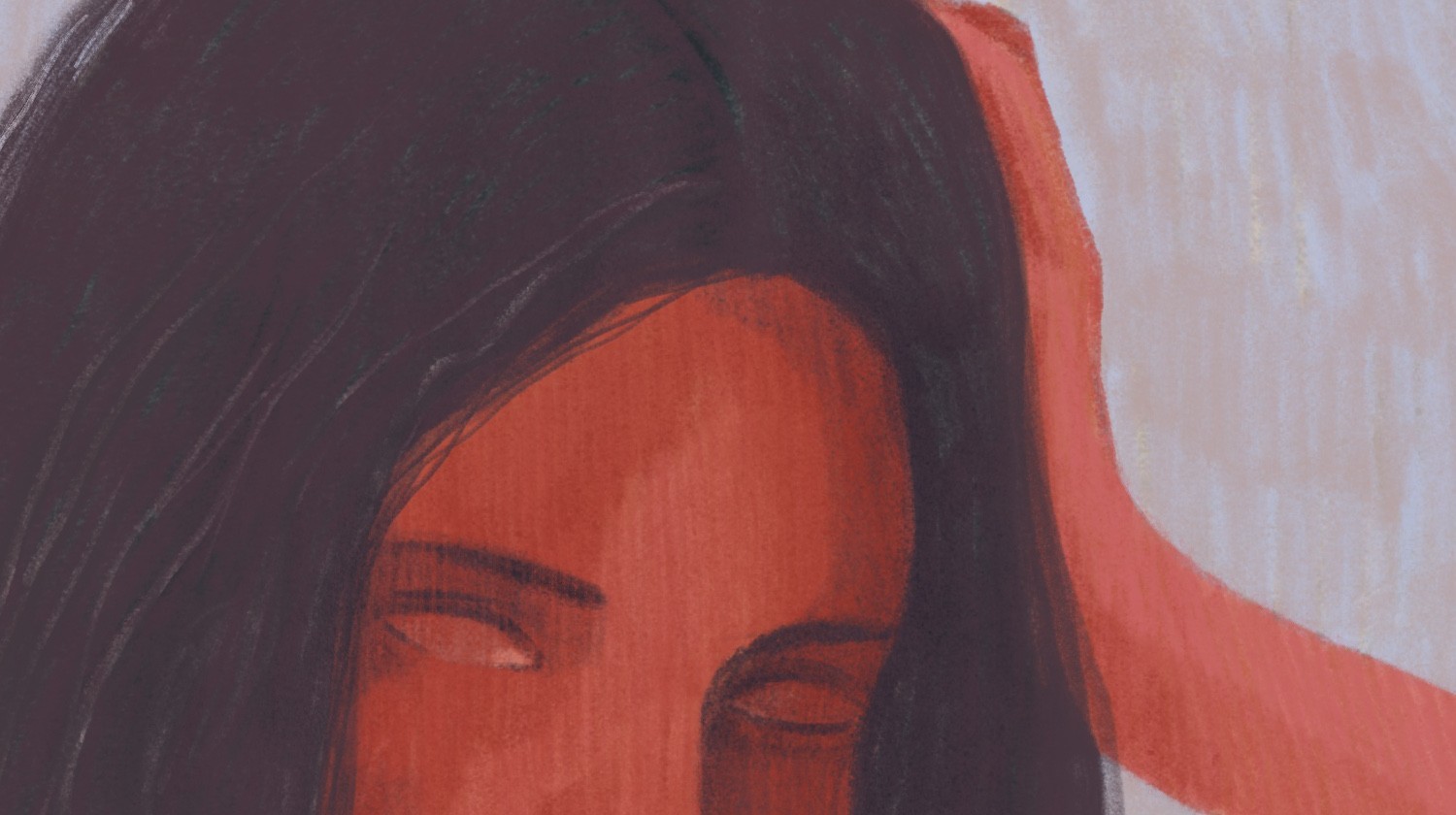Detail of "Red Girl" — digital illustration by Katarzyna Księżopolska
