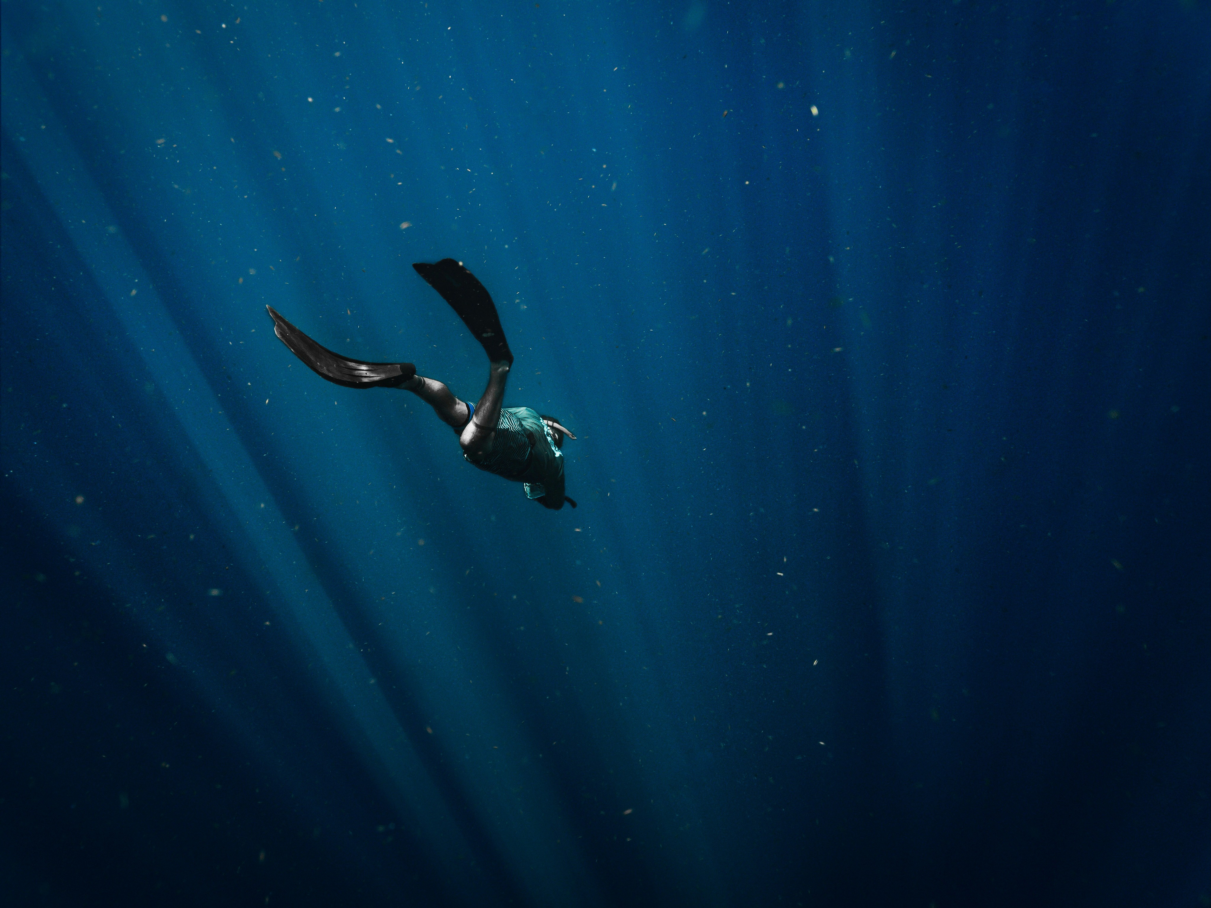 man in black wetsuit swimming in blue water