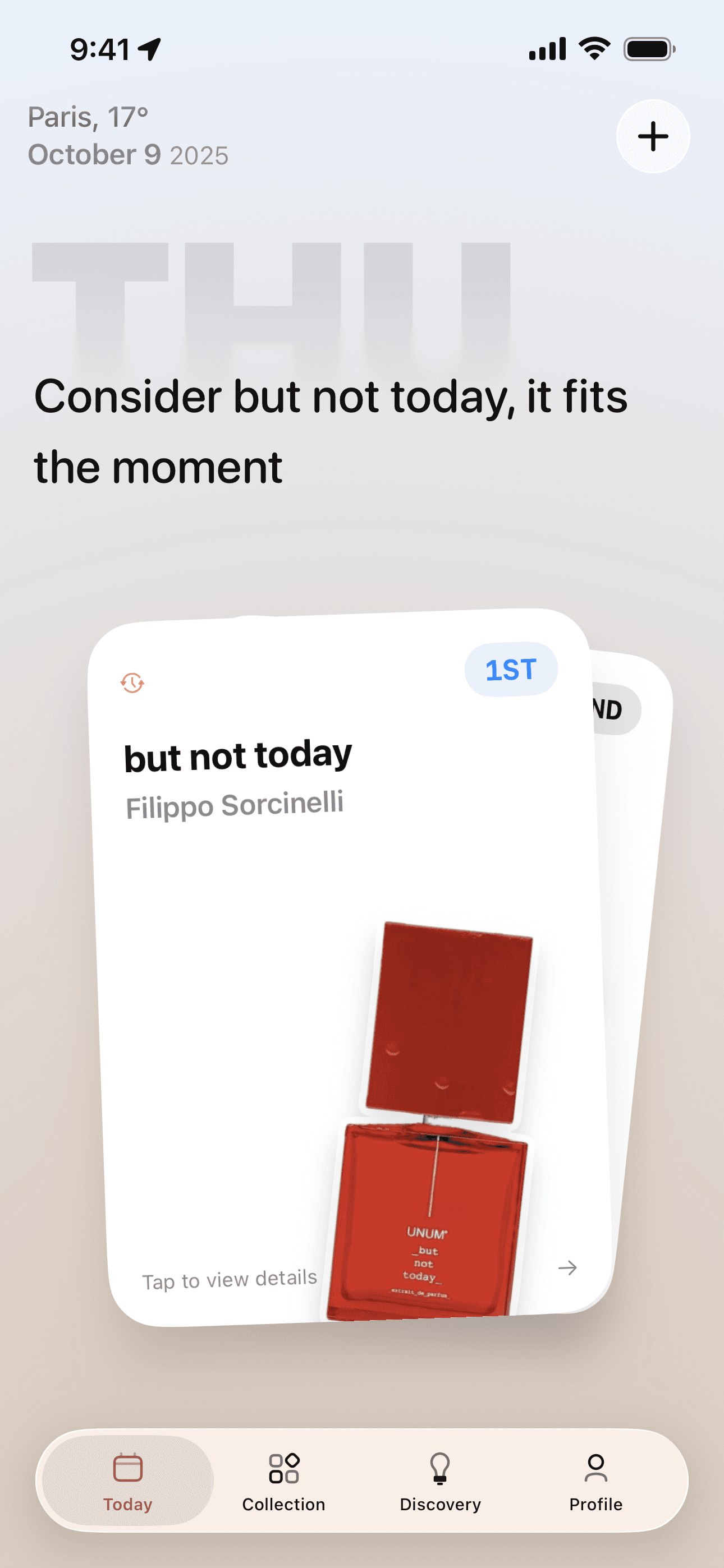 Today's recommendation view