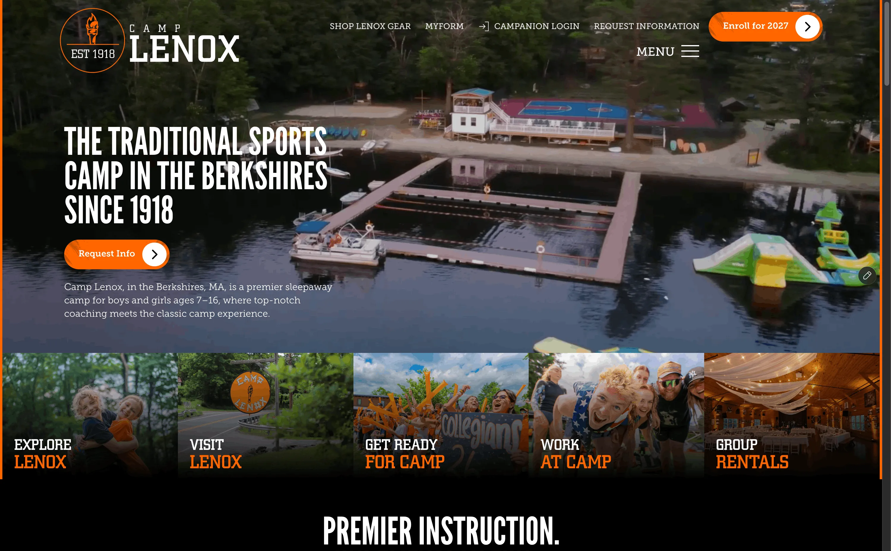 Camp Lenox website design preview – traditional sports camp web design by RJP.design Web Design Agency NYC specializing in creative and modern digital experiences.