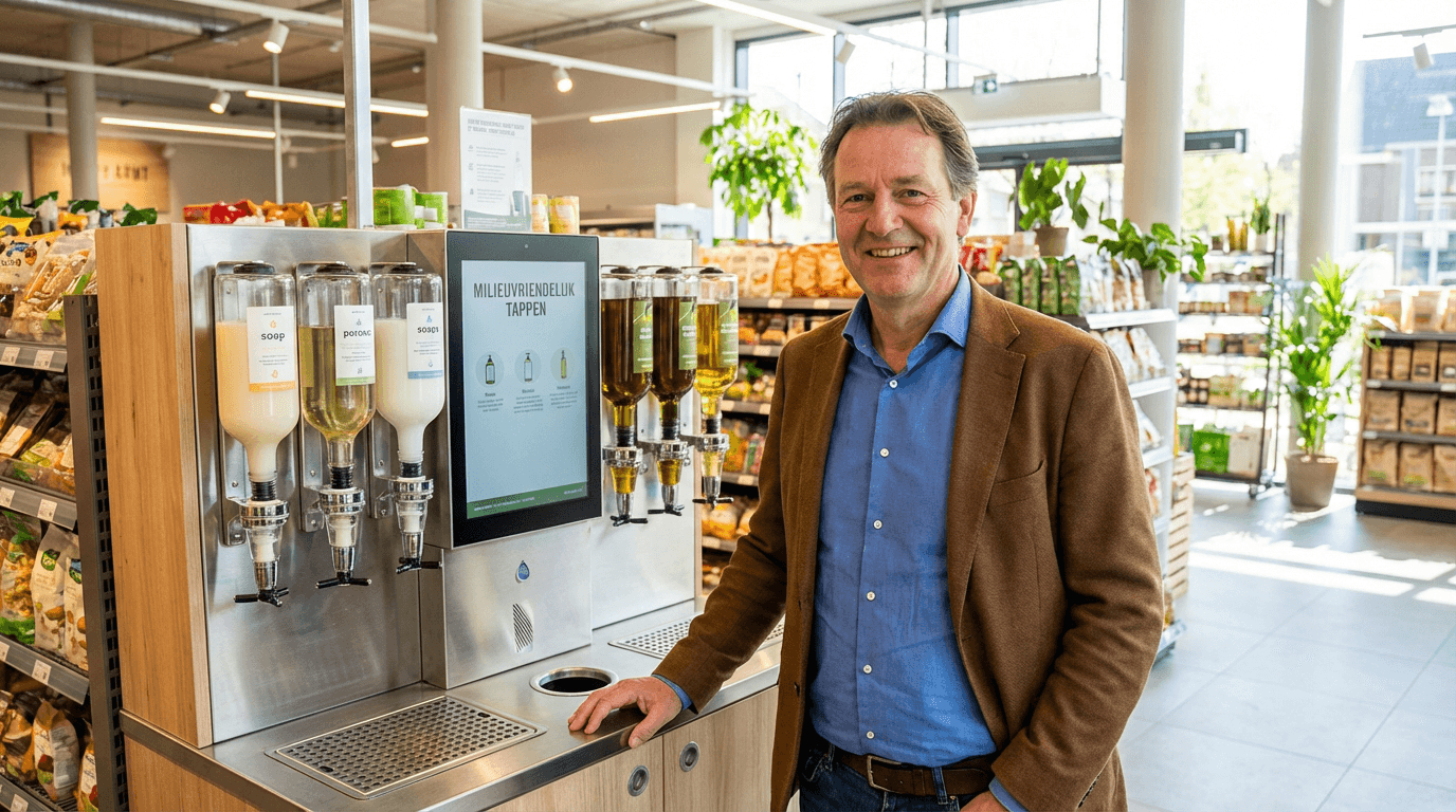 A desk with a laptop and an employee badge laying on top of it.