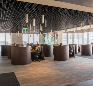 A picture showing coworking hubs in myOffice with shared workspaces, collaborative areas, and modern office amenities.