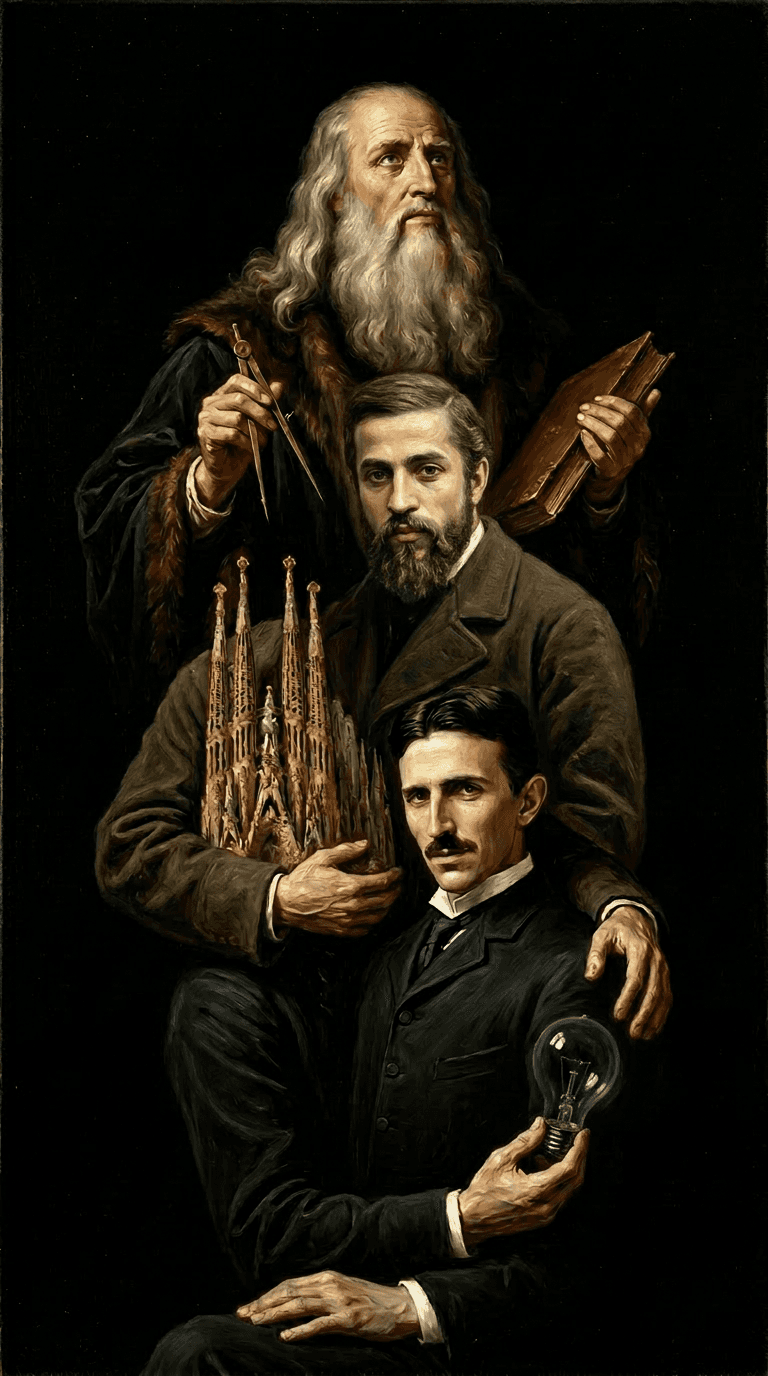Leonardo da Vinci, Antoni Gaudí, Nikola Tesla