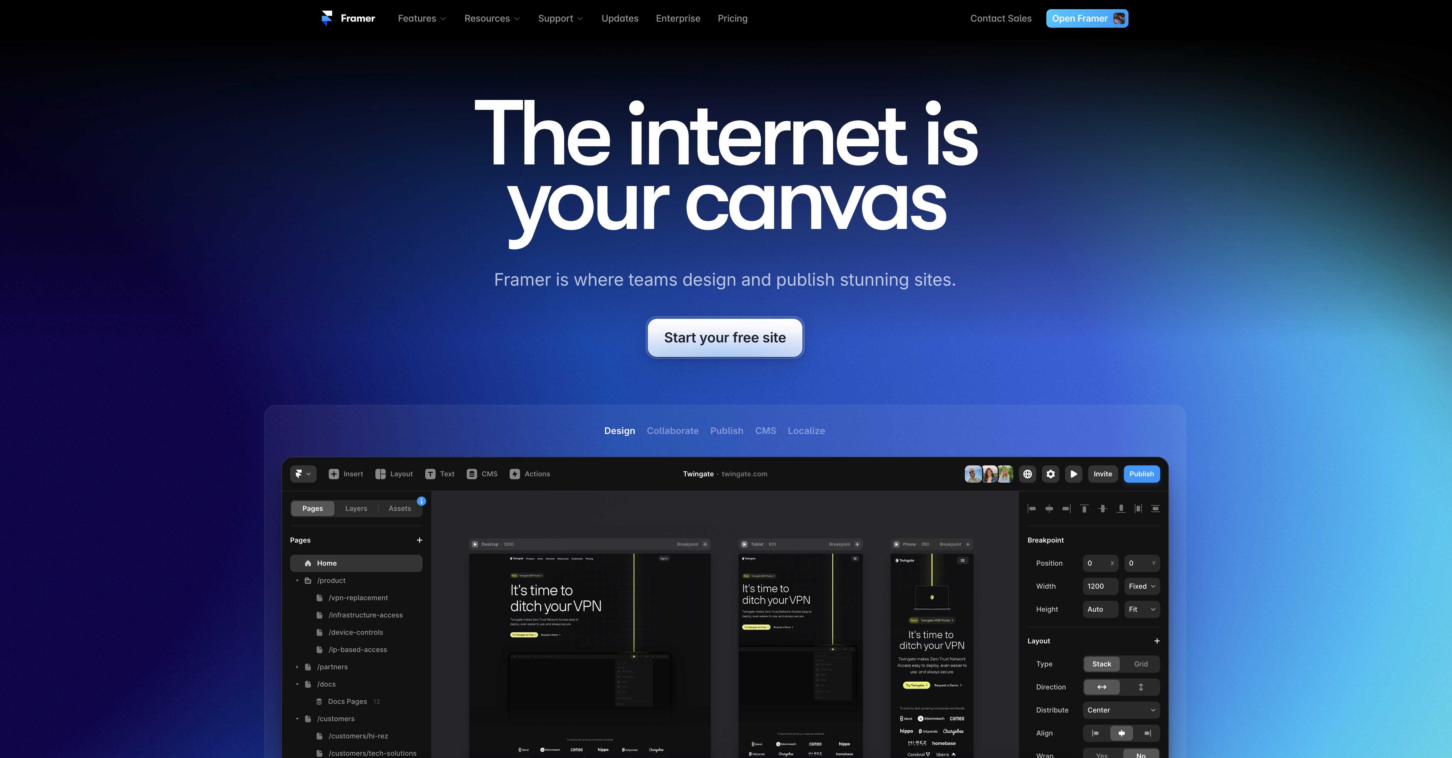 Sample website created by Helix Studio showing homepage layout