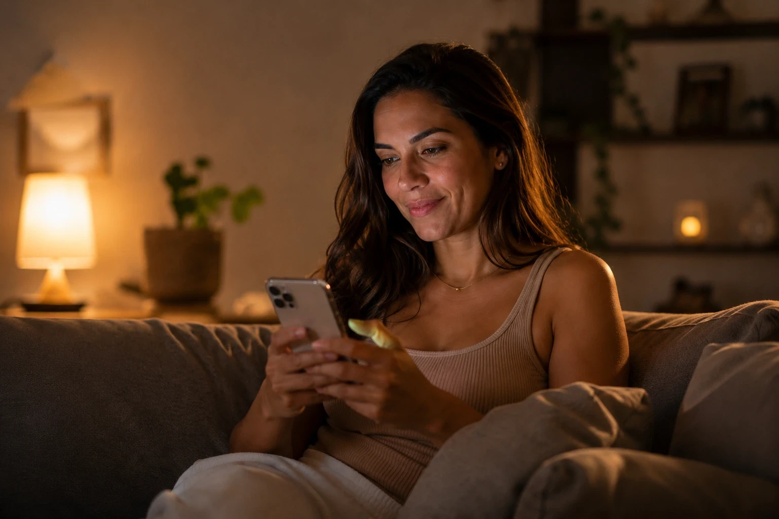 Mulher lendo no celular a mensagem de reativação que ajuda a transformar leads em pacientes para a clínica