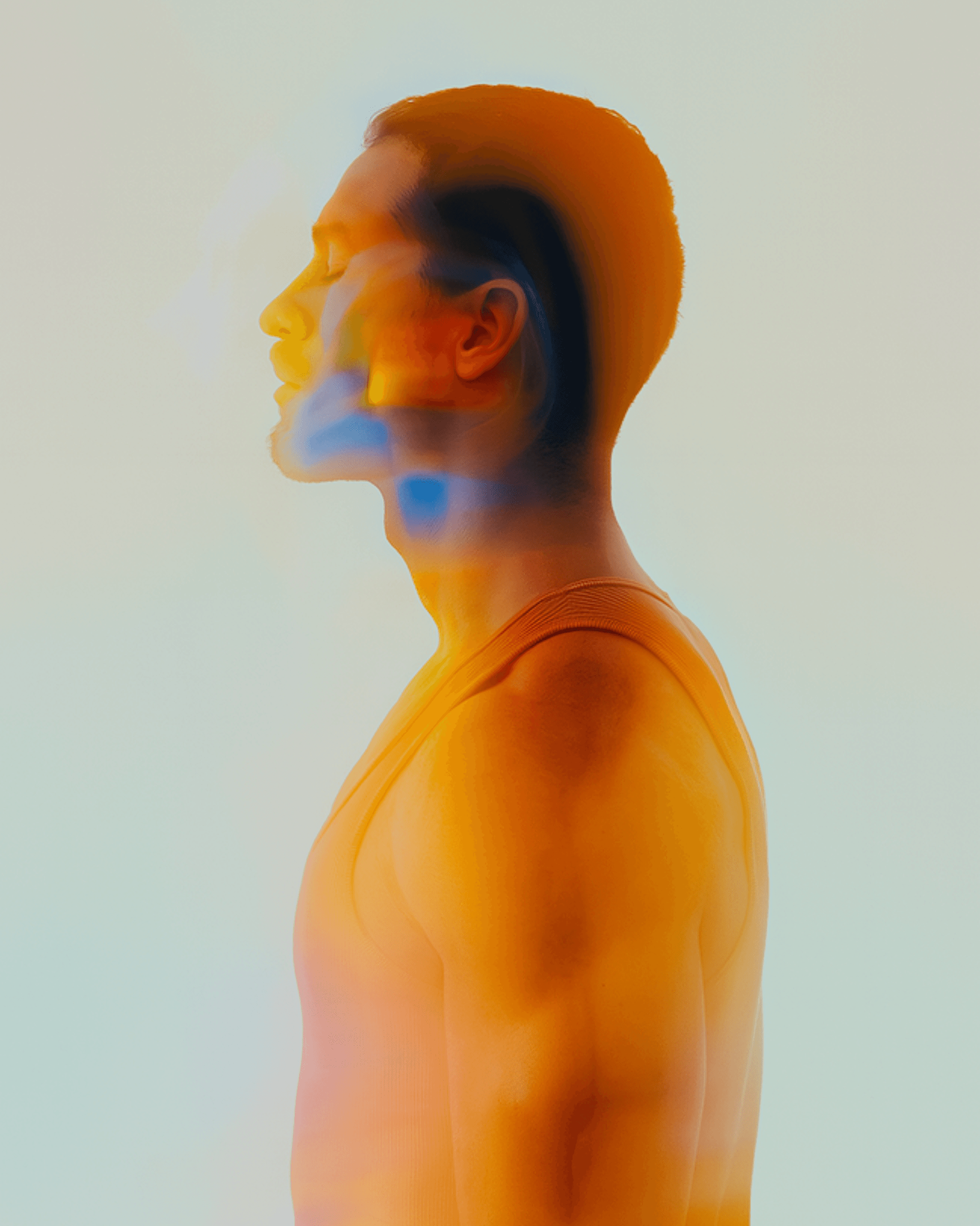 surreal profile of man