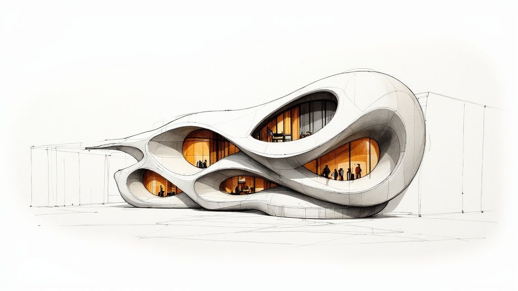 Zaha Hadid's Heydar Aliyev Center, a striking example of fluid, futuristic forms made possible by parametric design.