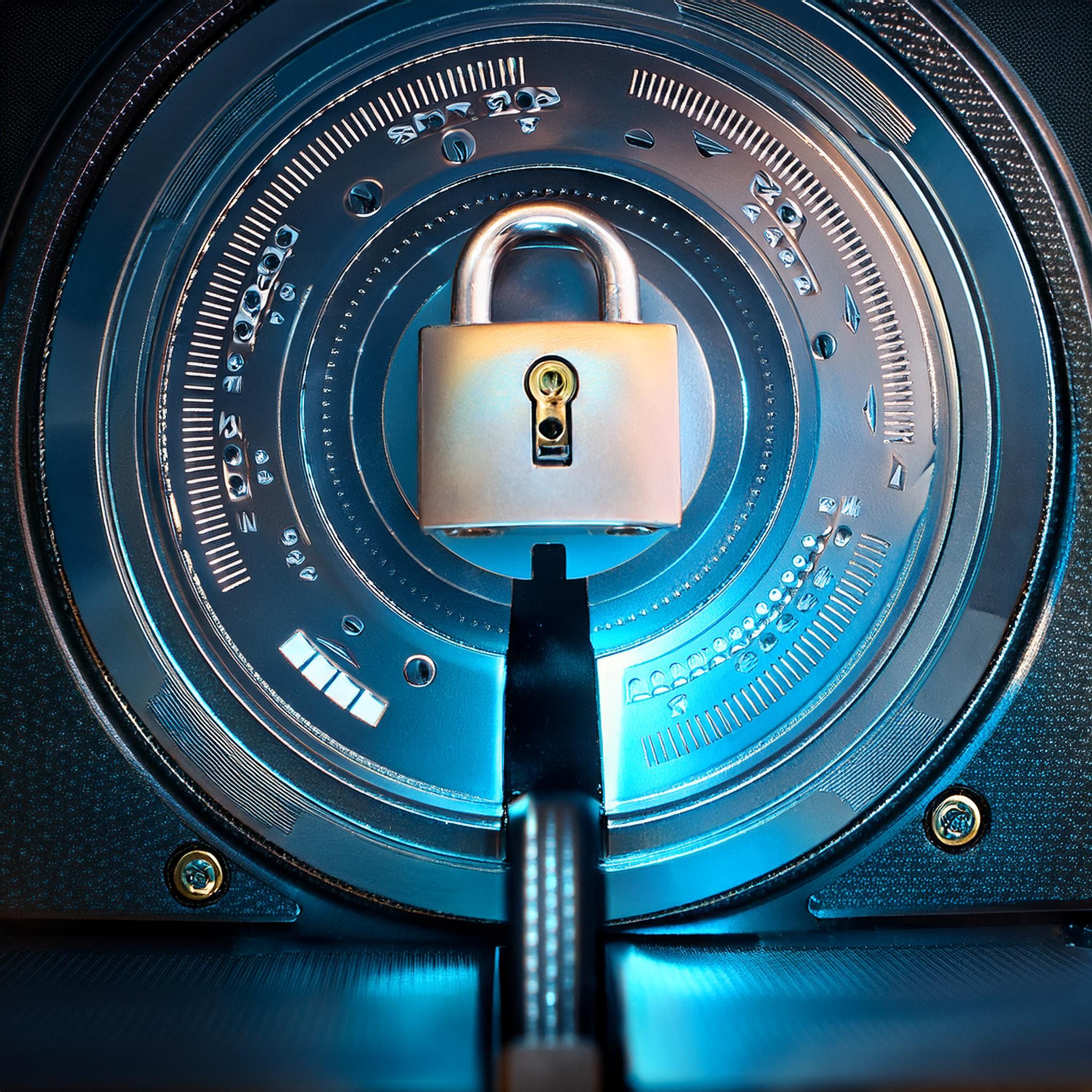 A secure padlock over a digital hard drive, symbolizing data security and the Data Access Assessment Tool for organizational protection