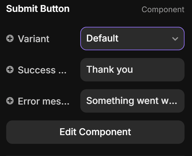 Screenshot showing Submit Button settings