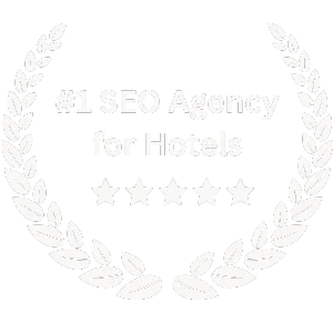 Hotel SEO services provider badge with five-star rating