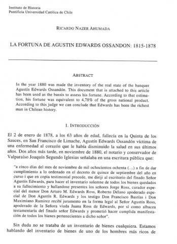 La fortuna de Agustín Edwards Ossandón: 1815-1878