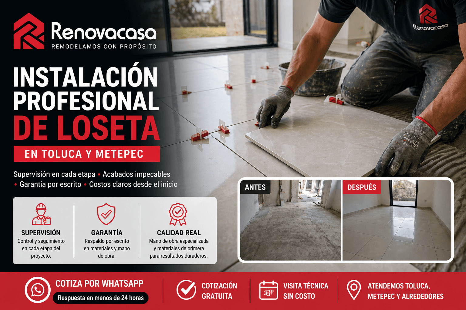 Cuánto cuesta colocar loseta en 2026