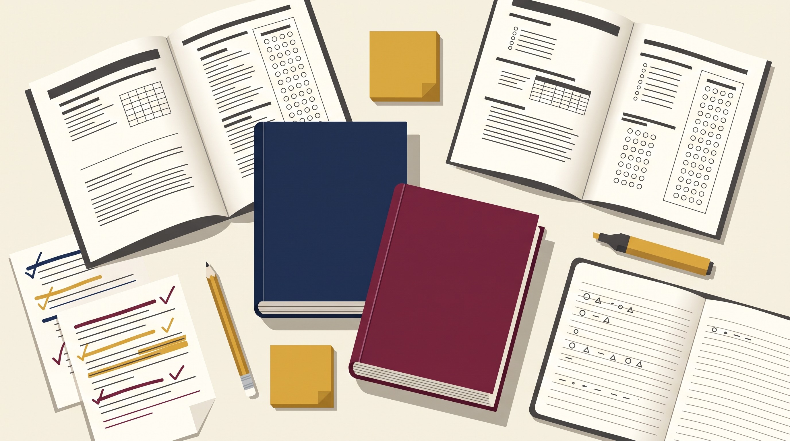 LSAT preparation books and annotated practice materials