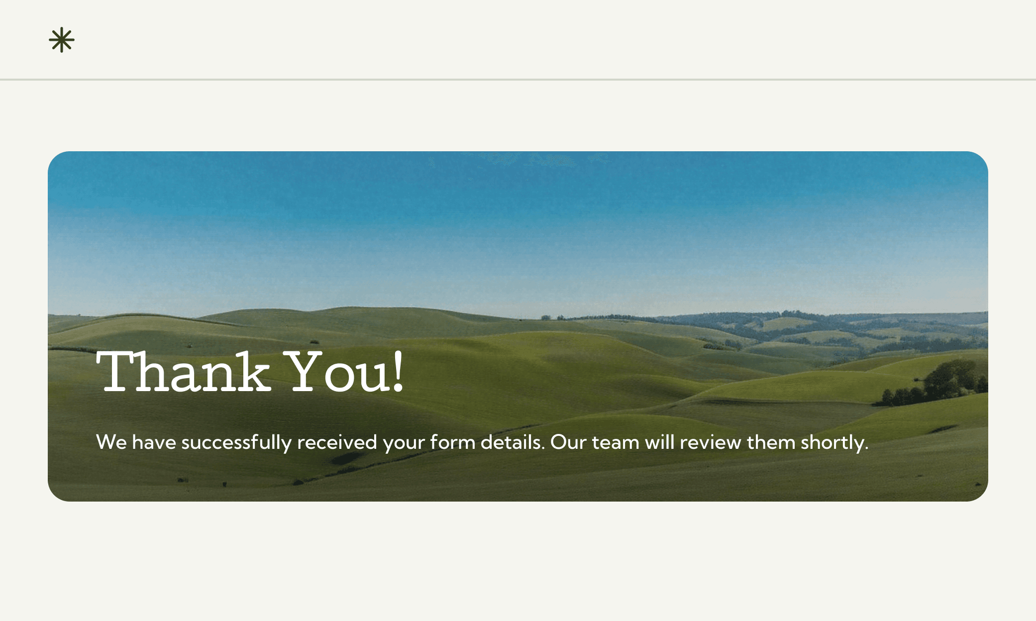 Generic thank you screen that gives no clear confirmation or next steps for users