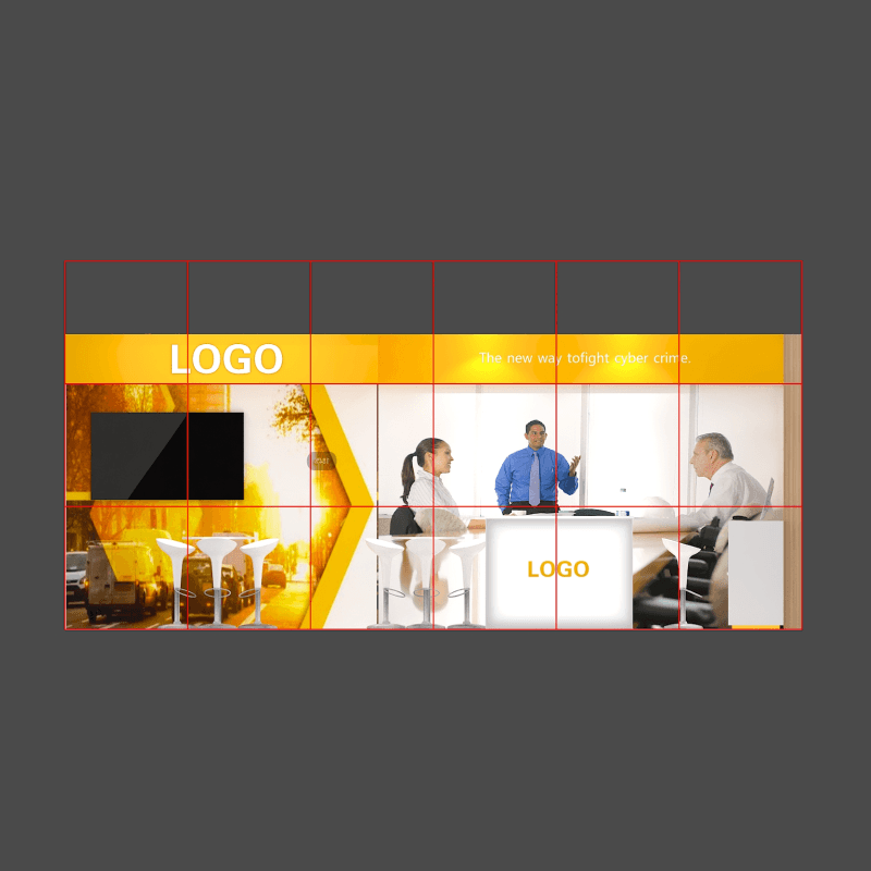 10x20 trade show booth with multiple visitor meeting stations