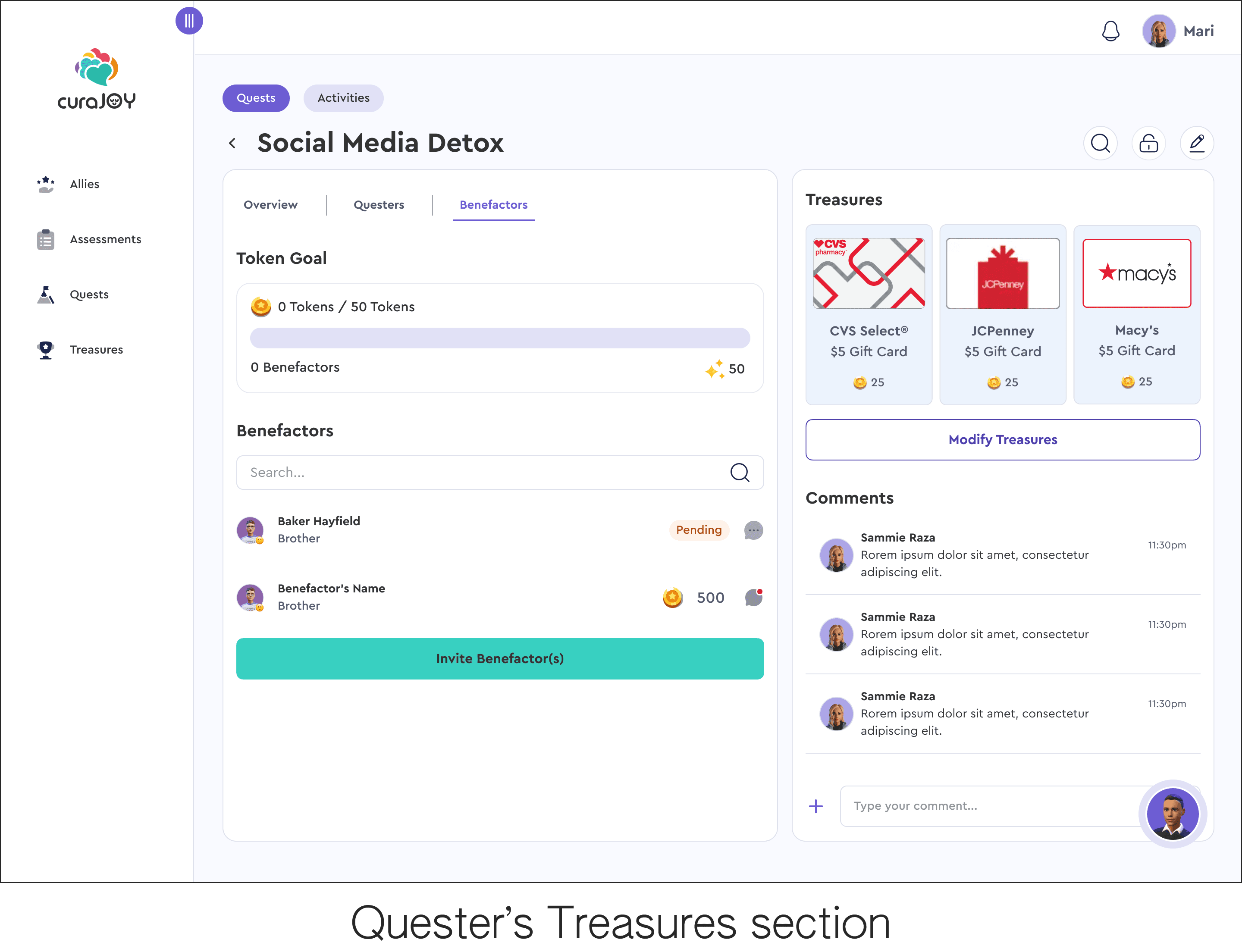 Benefactor's Treasure Page