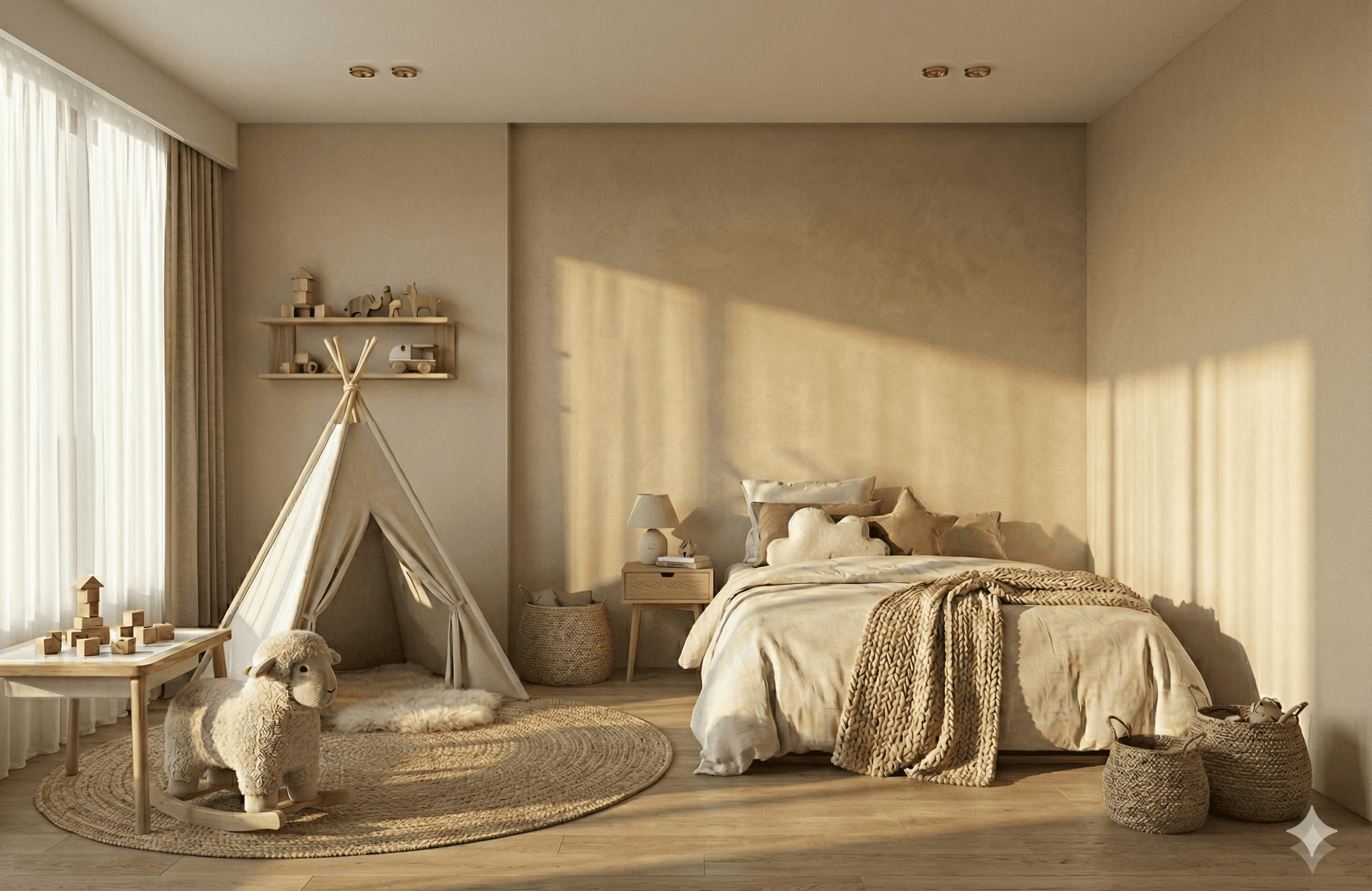 a living room with a couch and a table