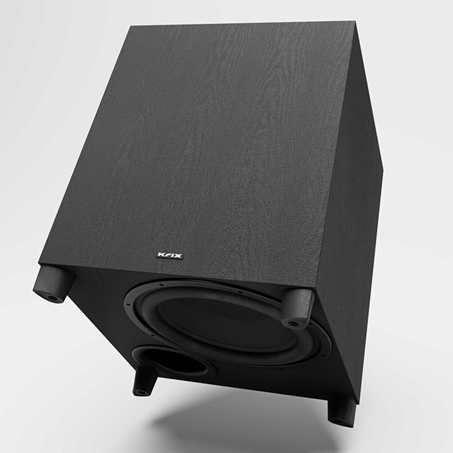 Subwoofer with visible woofer and port