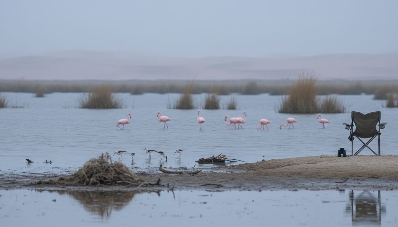 Flamingos and stilts in Walvis Bay wetlands