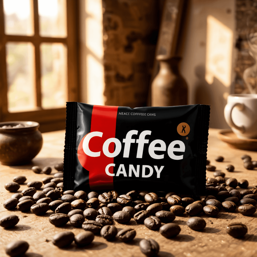product photography of a pack of coffee candy