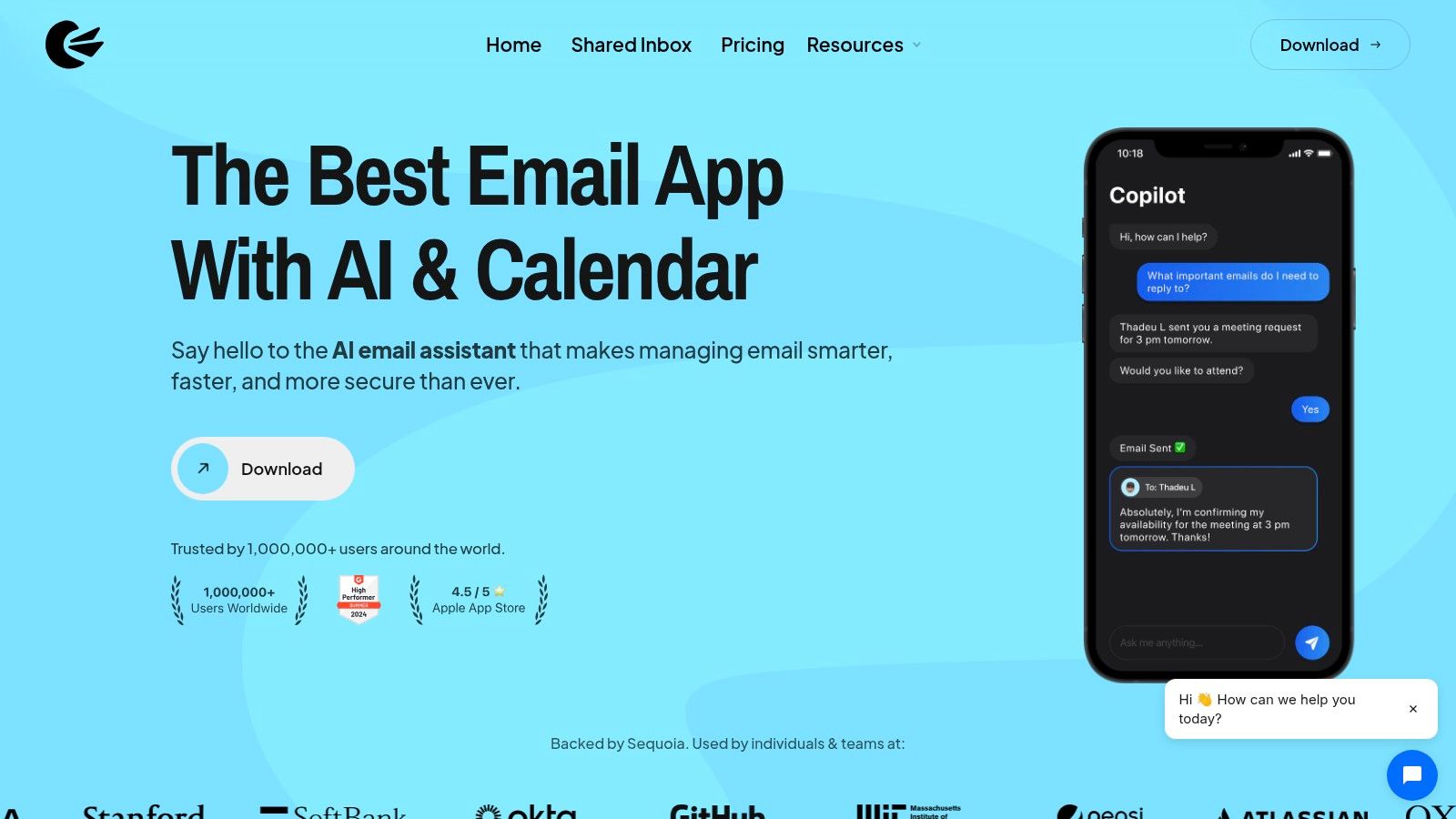 Canary Mail homepage screenshot