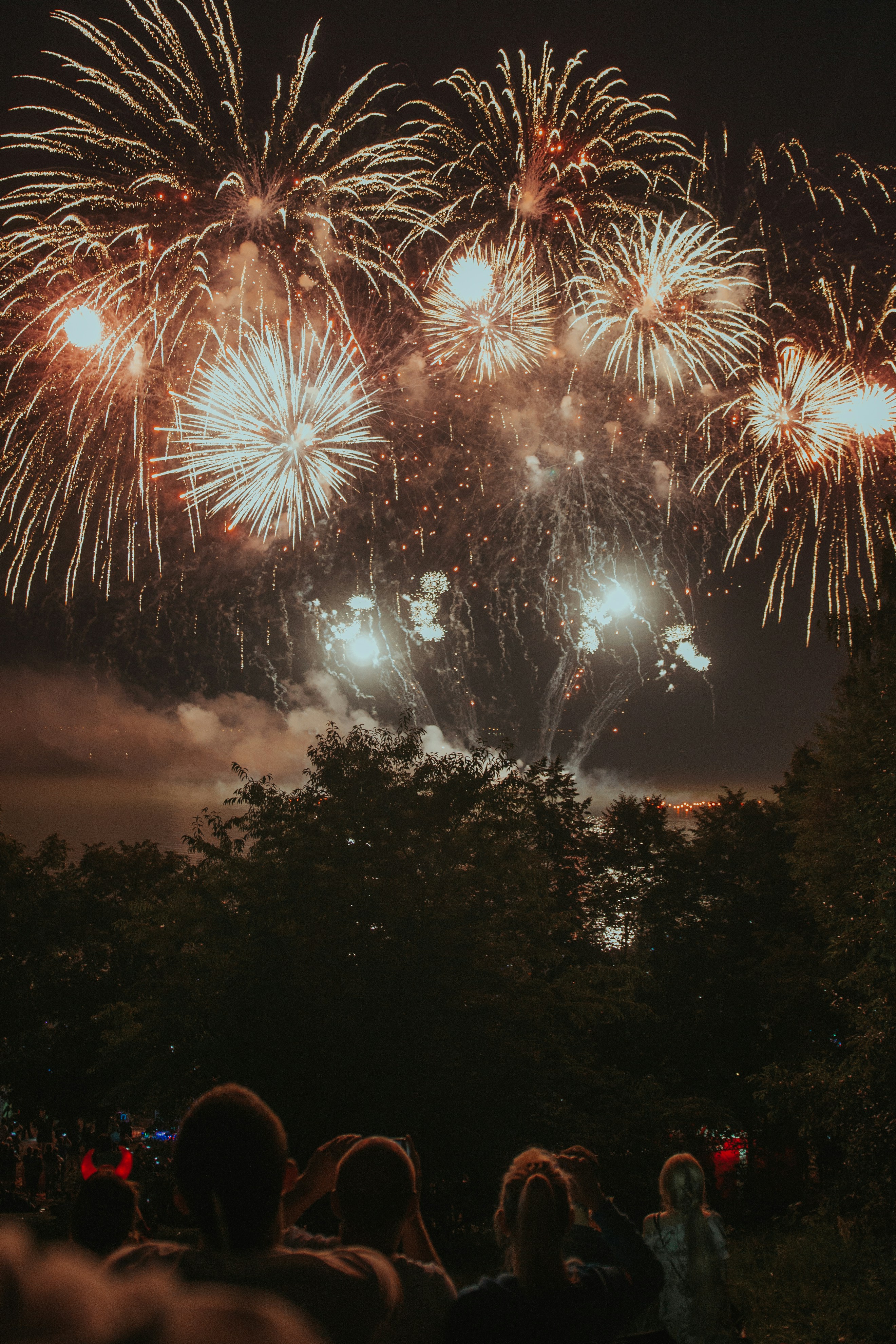 Crowd watching fireworks