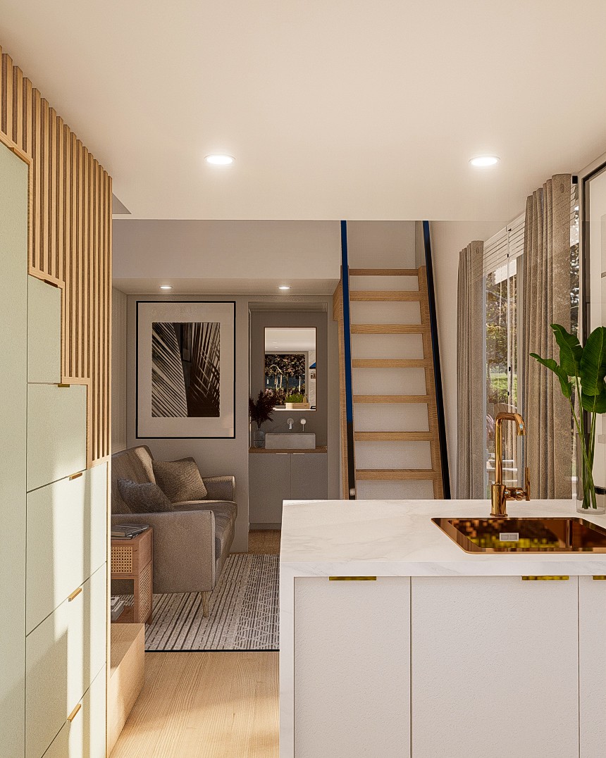 Double Trouble 7m/24ft tiny house kitchen