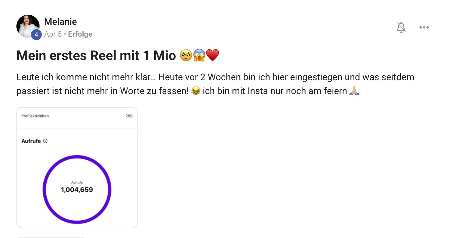 Erfahrungsbericht KI Creator Akademie: Melanies erstes Reel erreicht über 1 Million Views