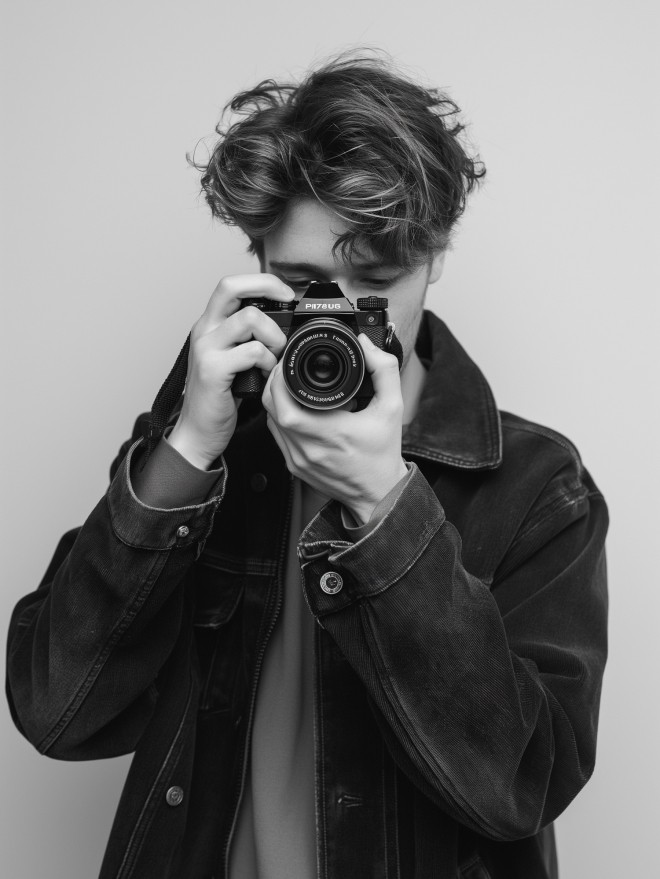 A boy capturing photo