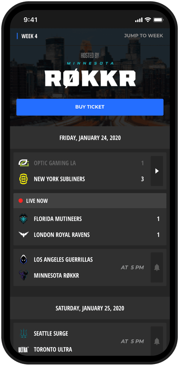 Team match schedule