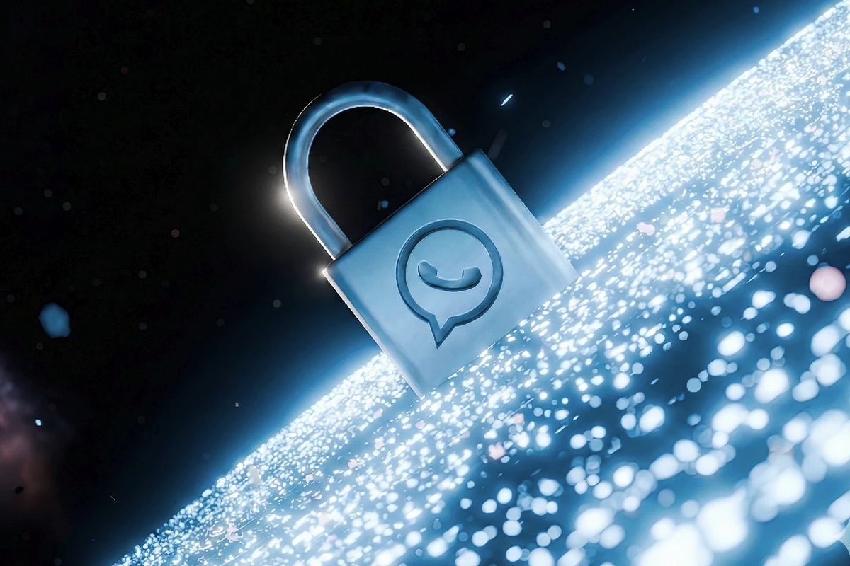 Representação visual do cadeado com símbolo do WhatsApp, mostrando dados presos em um canal sem controle