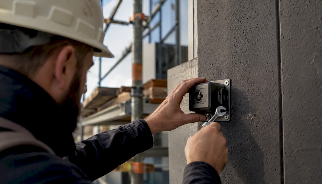Technician installing inspection sensor