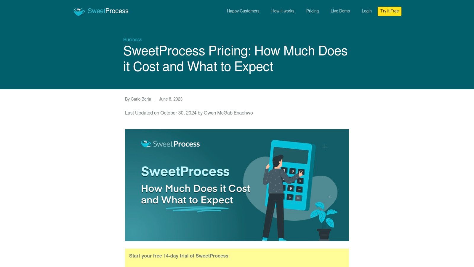SweetProcess pricing calculator