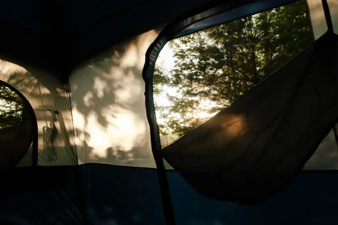 Inside of a tent