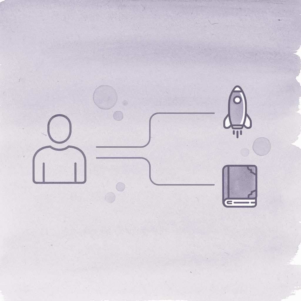 Icon showing an LLC splitting into two paths: actively operating versus quietly abandoned