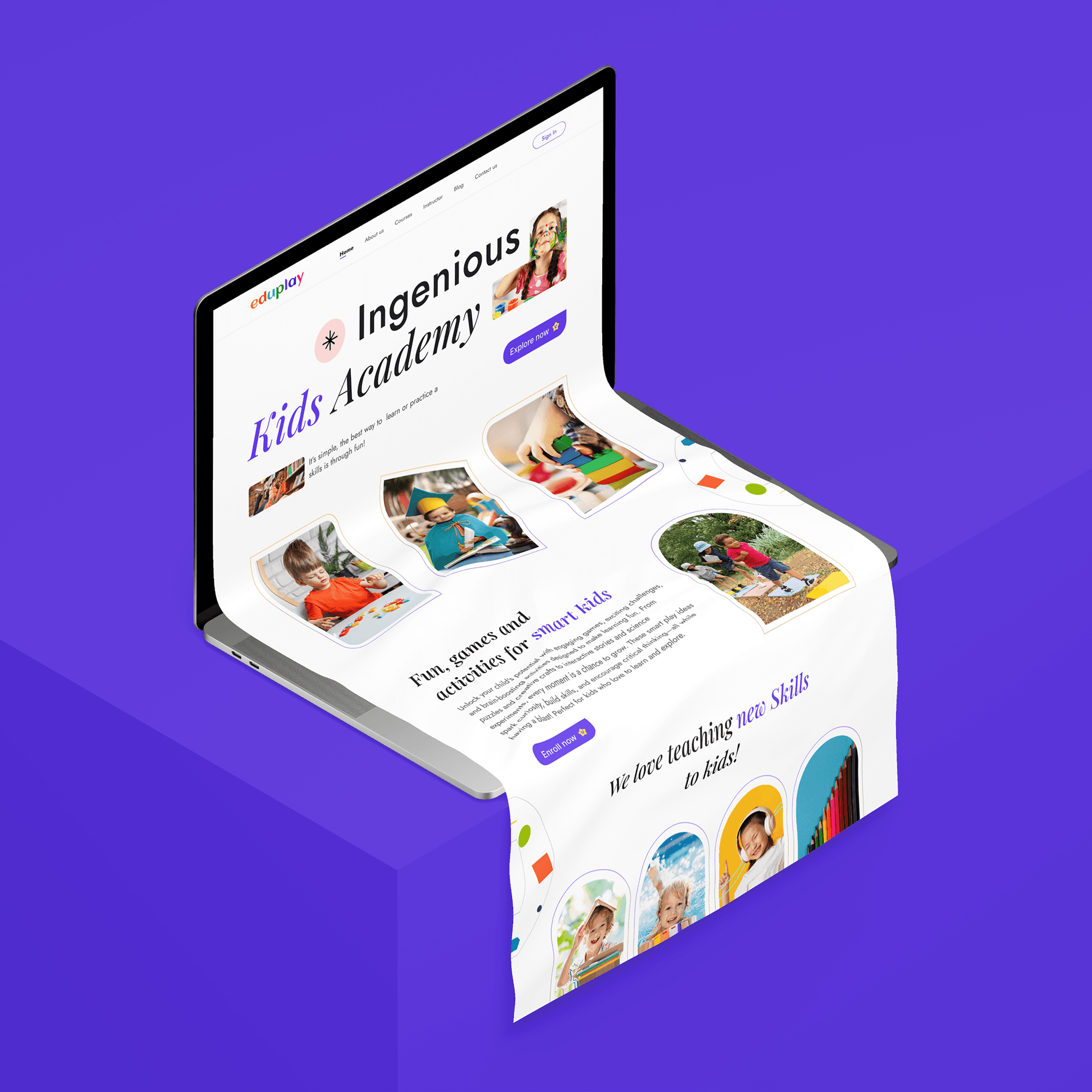 playful education website ui/ux design for kids