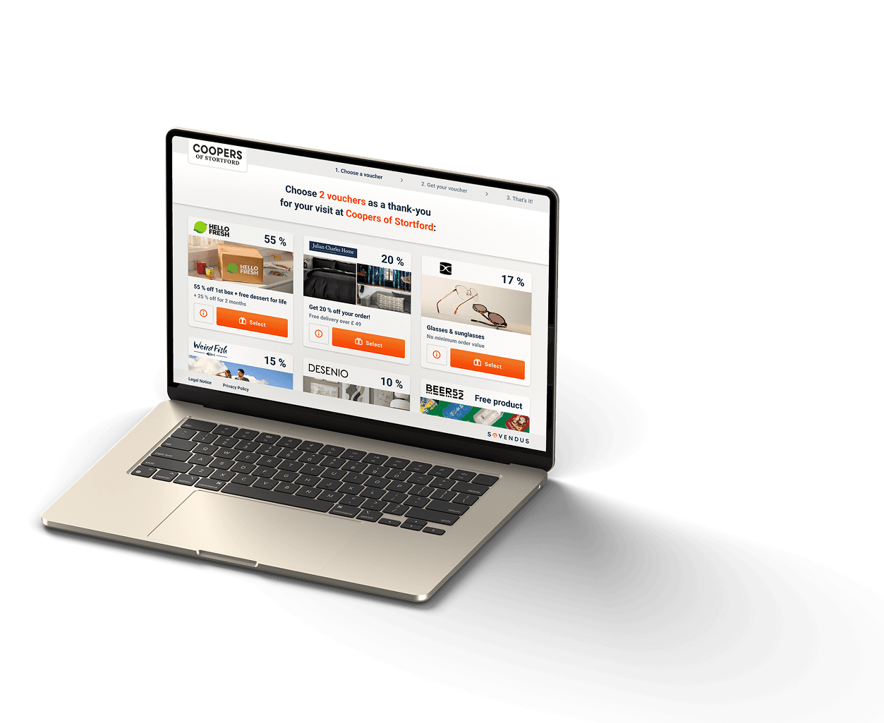 Laptop displaying Sovendus Voucher Network product screen