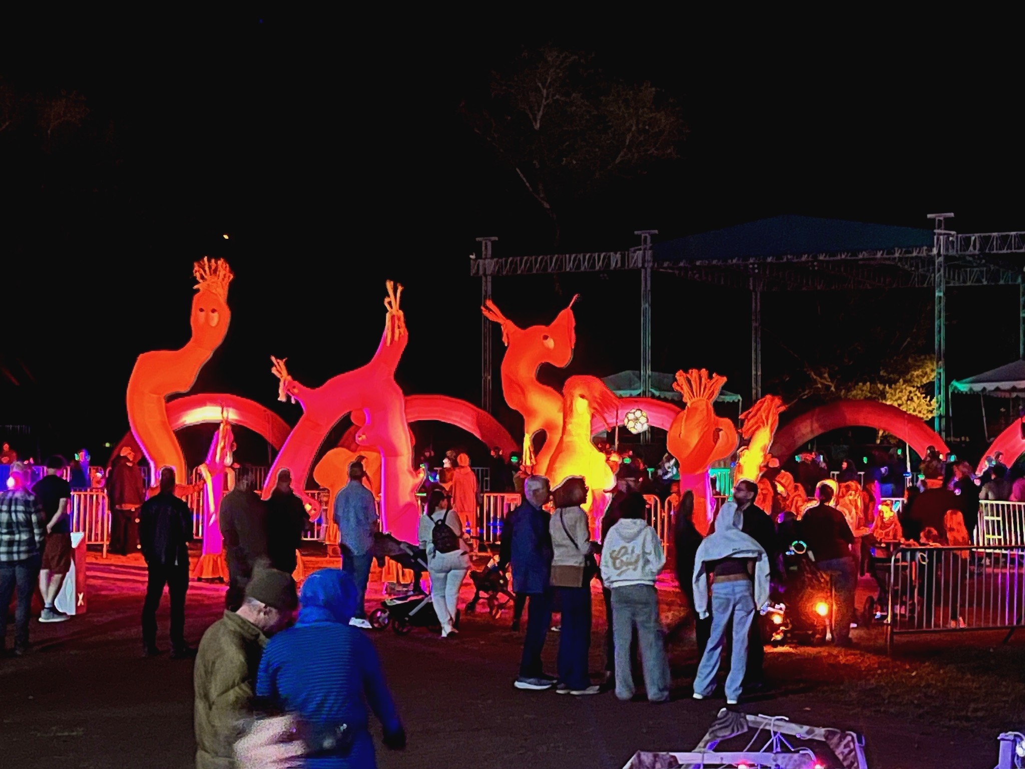 Inflatable in a park for a night art show.