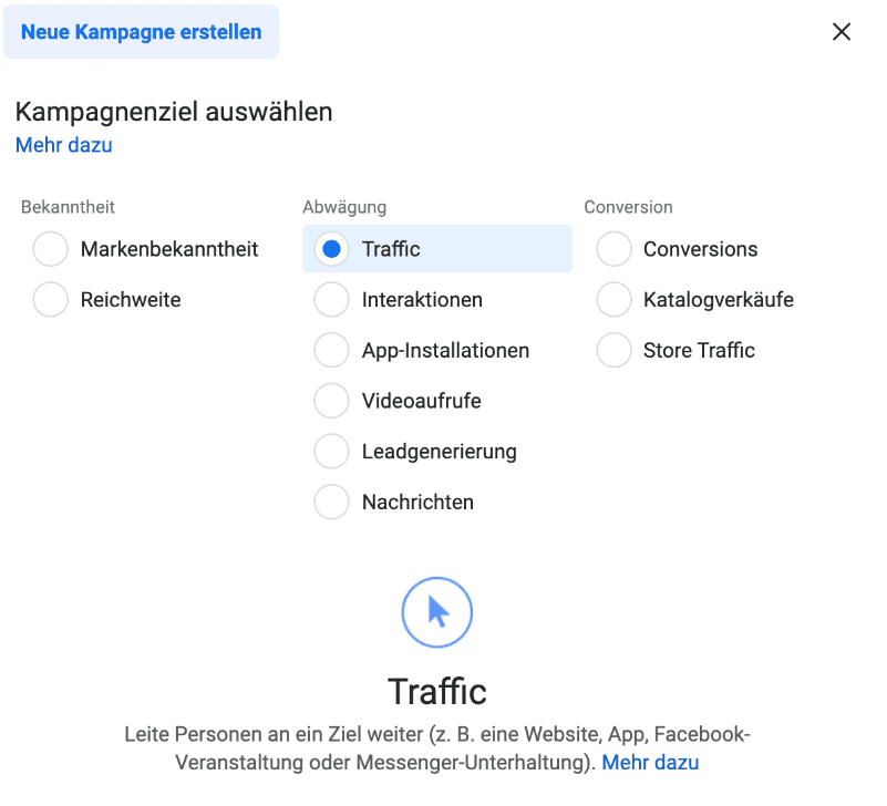 Kampagnenziel auswählen - Instagram Ads - Blogartikel internetwarriors GmbH