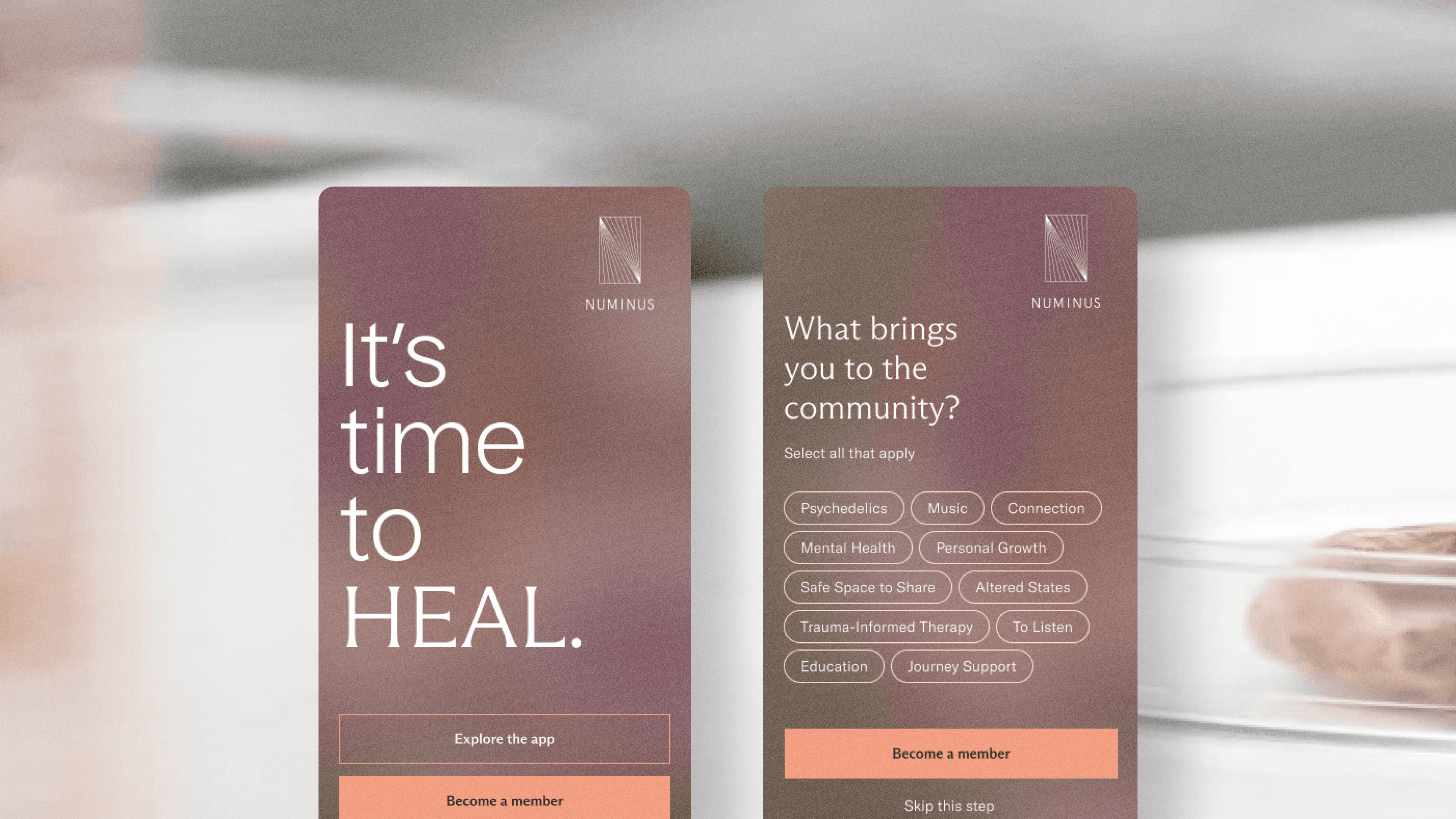 Mockups of the community app