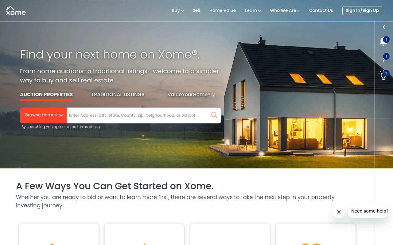 Xome homepage screenshot