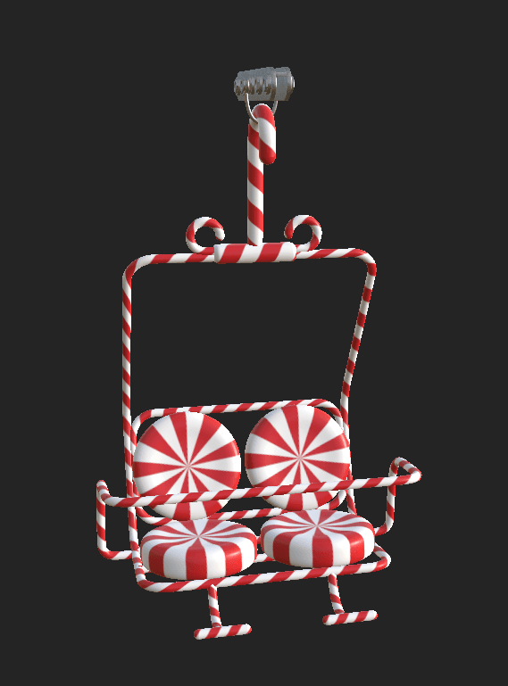 3D models of a peppermint candy ski lift chair