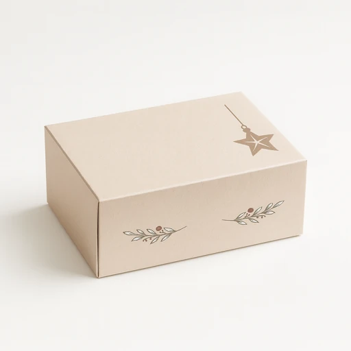 Low profile beige pastry box with custom leaf printing for swiss rolls and tarts - made in Kuching.